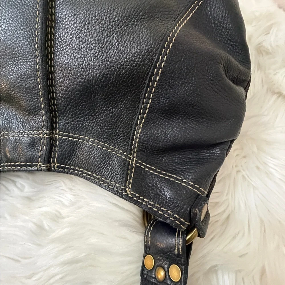 Lucky Brand Black Hobo Bag with Gold Accents